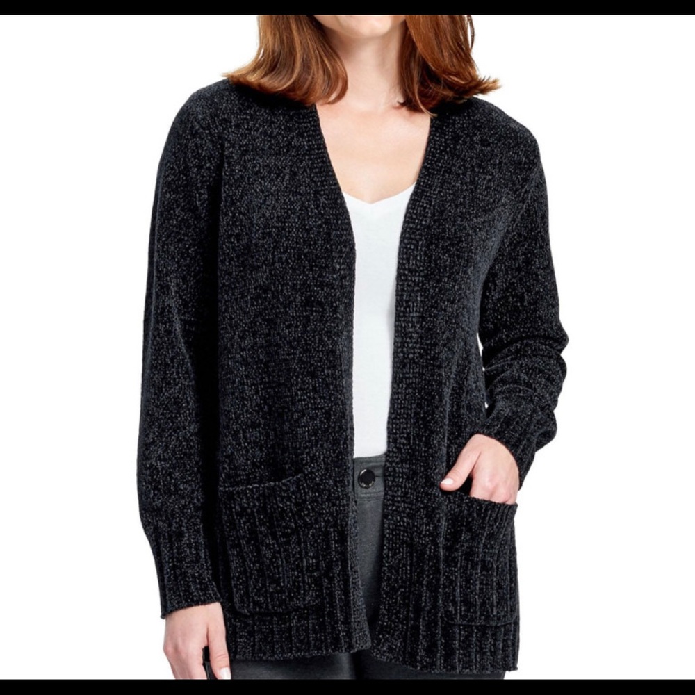7 for all mankind black chenille cardigan